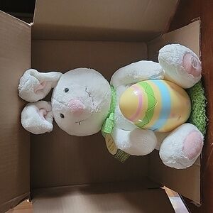 Vtg Hallmark Singing Rocking Easter Rabbit Bunny Chick Egg 🐣 Plush Stuffed Toy